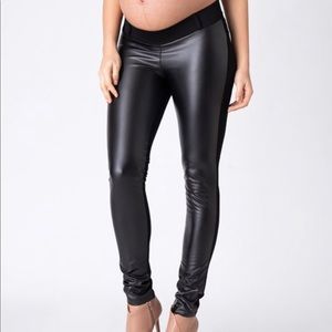 Seraphine faux leather panel maternity leggings